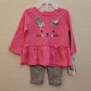 Wee play bunny pink top/ gray bottoms